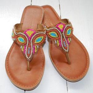 Coconuts Boho Beaded Sandals sz 10